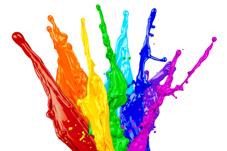 abstract color splash rainbow isolated on white backgroundの写真素材