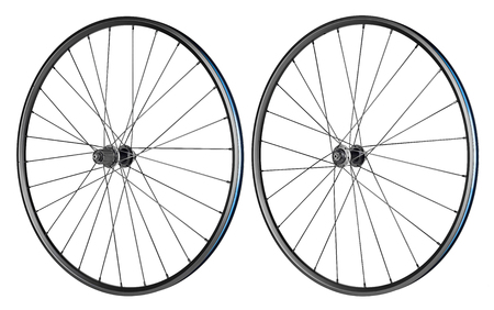 set of bicycle rims isolated on white backgroundの写真素材