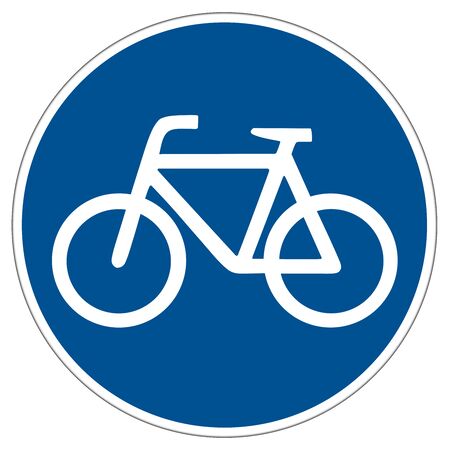 illustration of a german bicycle lane sign isolated on white backgroundの写真素材