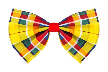 colorful checkered bow tie isolated on white backgroundの写真素材