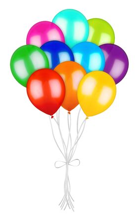 bunch of colorful balloons isolated on white backgroundの写真素材
