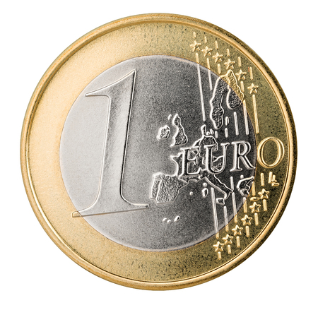 one euro coin isolated on white background finance currency symbolの写真素材