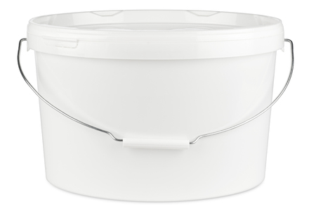 white paint bucket isolated on white background diy handyman renovation conceptの写真素材