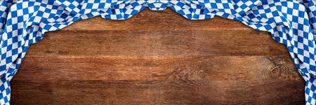 bavaria wooden rustic wood wide panorama background with white blue bavarian flag empty copy spaceの写真素材