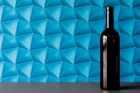 A flat with blue walls decorated in a modern style suitable for a background.の写真素材