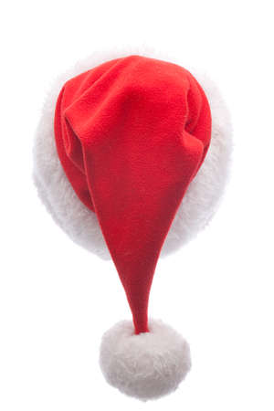 red Santa Claus hat on white backgroundの写真素材