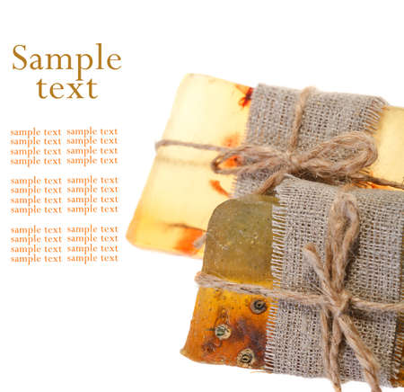 Handmade soap white backgroundの写真素材