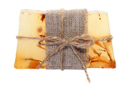 Natural handmade Soap isolated on whiteの写真素材