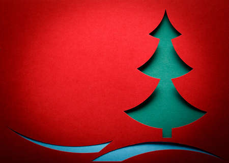 Christmas tree paper cutting design cardの写真素材