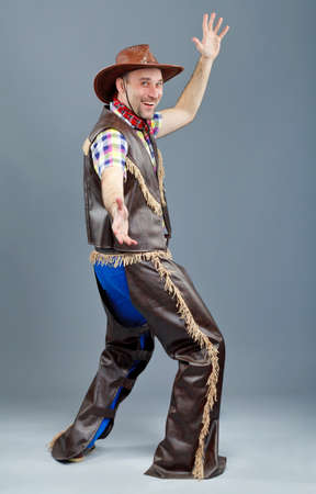 Cowboy, turned and smiledの写真素材