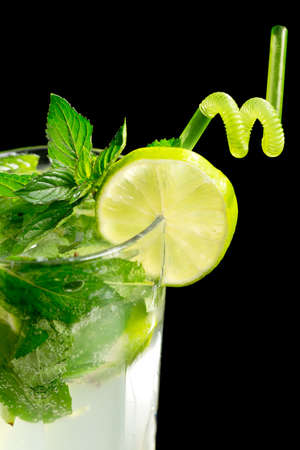Mojito cocktail on black backgroundの写真素材