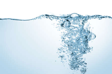 Water and air bubbles over white backgroundの写真素材