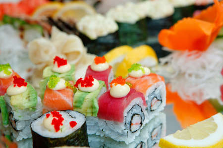 sushi and rollsの写真素材