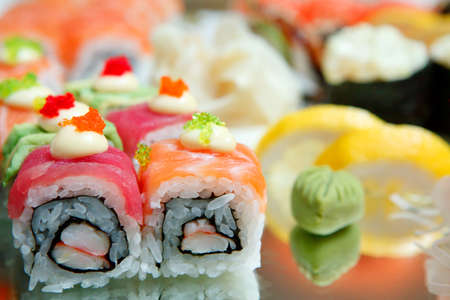 sushi and rollsの写真素材