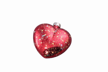 Red heart of christmas on a over white backgroundの写真素材