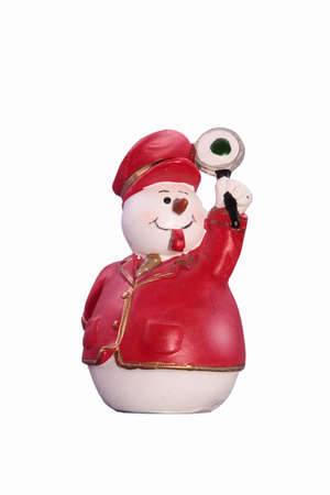 Christmas snowman on a white backgroundの写真素材