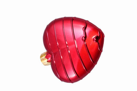 Red heart of christmas on a over white backgroundの写真素材