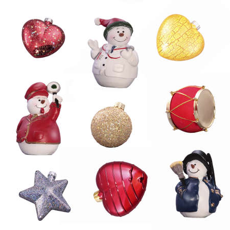 Various objects related to Christmas isolated on white without shadowの写真素材