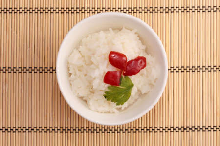 Chinese food in a white plateの写真素材
