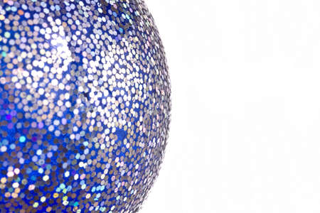 Blue Christmas ball macro isolated on white
