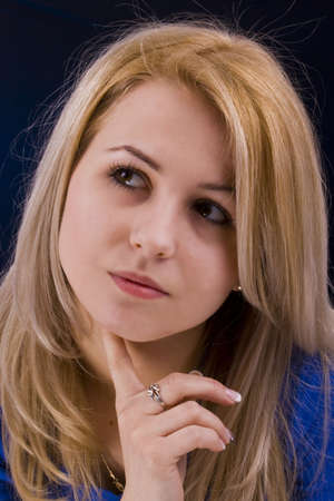 Atractive blonde smiling woman portrait の写真素材
