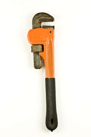 Orange spanner isolated in white background の写真素材