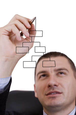 Business man designing a plan on screen の写真素材