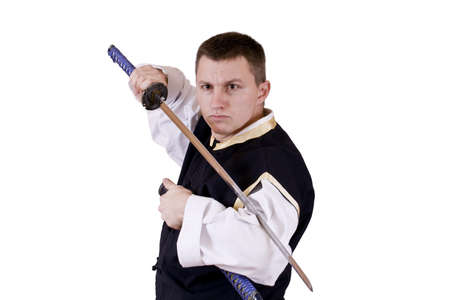 Thrilling to see individual open katana a single edged Japanese swordの写真素材