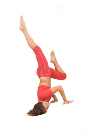 Attractive brunette girl doing fitness excersises の写真素材