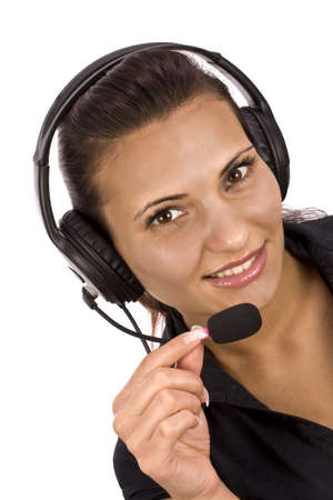 business customer support operator woman smilingの写真素材