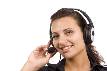 business customer support operator woman smiling