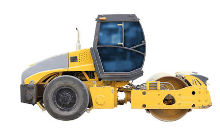 The image of road roller under the white background の写真素材