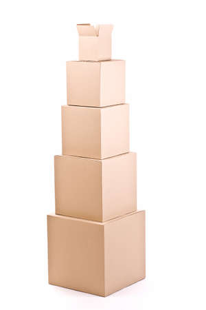 piles of cardboard boxes on a white background 