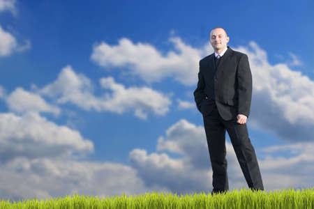 Business Man sky in the backgroundの写真素材