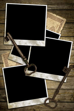 Vintage Wood Background and frames の写真素材