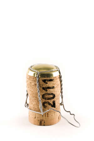 champagne cork isolated on white selective focus の写真素材