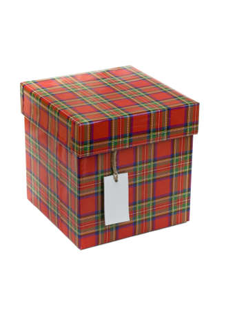 Christmas gift box isolated in white backgroundの写真素材