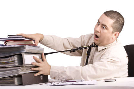 Bad day at work, isolated in white