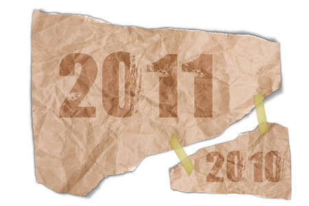 The old crumpled paper whit 2010-2011 concept