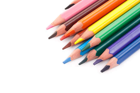 Triangular color pencils isolated on a white background. の写真素材