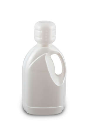 Plastic detergent bottle, isolated on white background.の写真素材