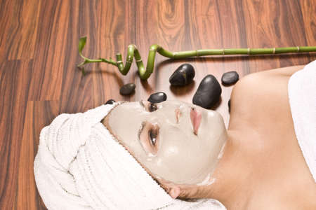 Portrait of beautiful woman during spa treatment の写真素材
