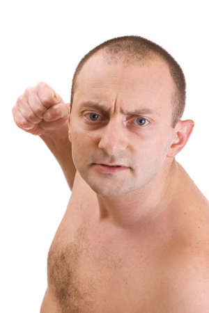 Aggressive man showing his fist の写真素材