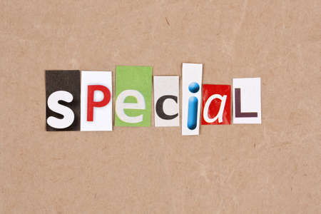 Special, letters sorted on paper backgroundの写真素材