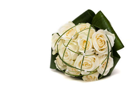 Wedding bouquet with roses and pearlsの写真素材