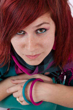 Close up portrait with the young girlの写真素材