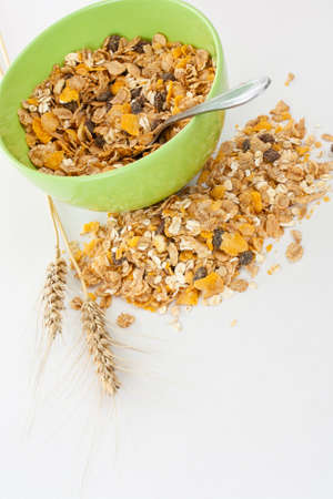 Delicious and healthy wholegrain muesli breakfast, with lots of dry fruits