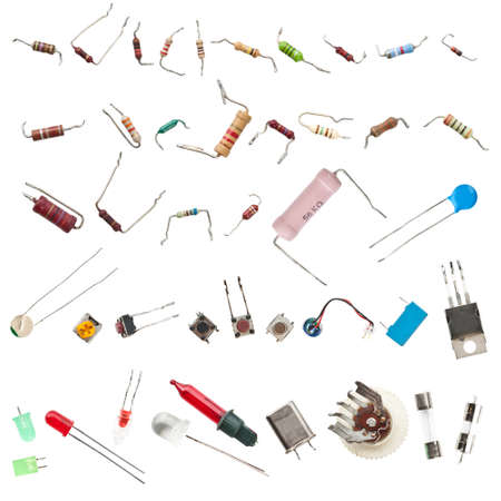 Electronic components isolated in white backgroundの写真素材