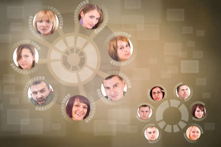 social network friends circle in futuristic background