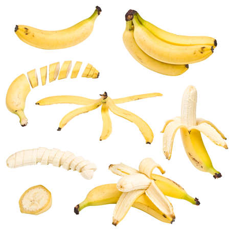 Collection of banana isolated on white background の写真素材